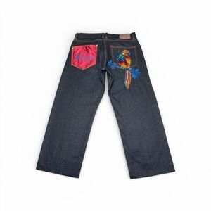 Coogi Embroidered Denim Jeans | Parrot Design |